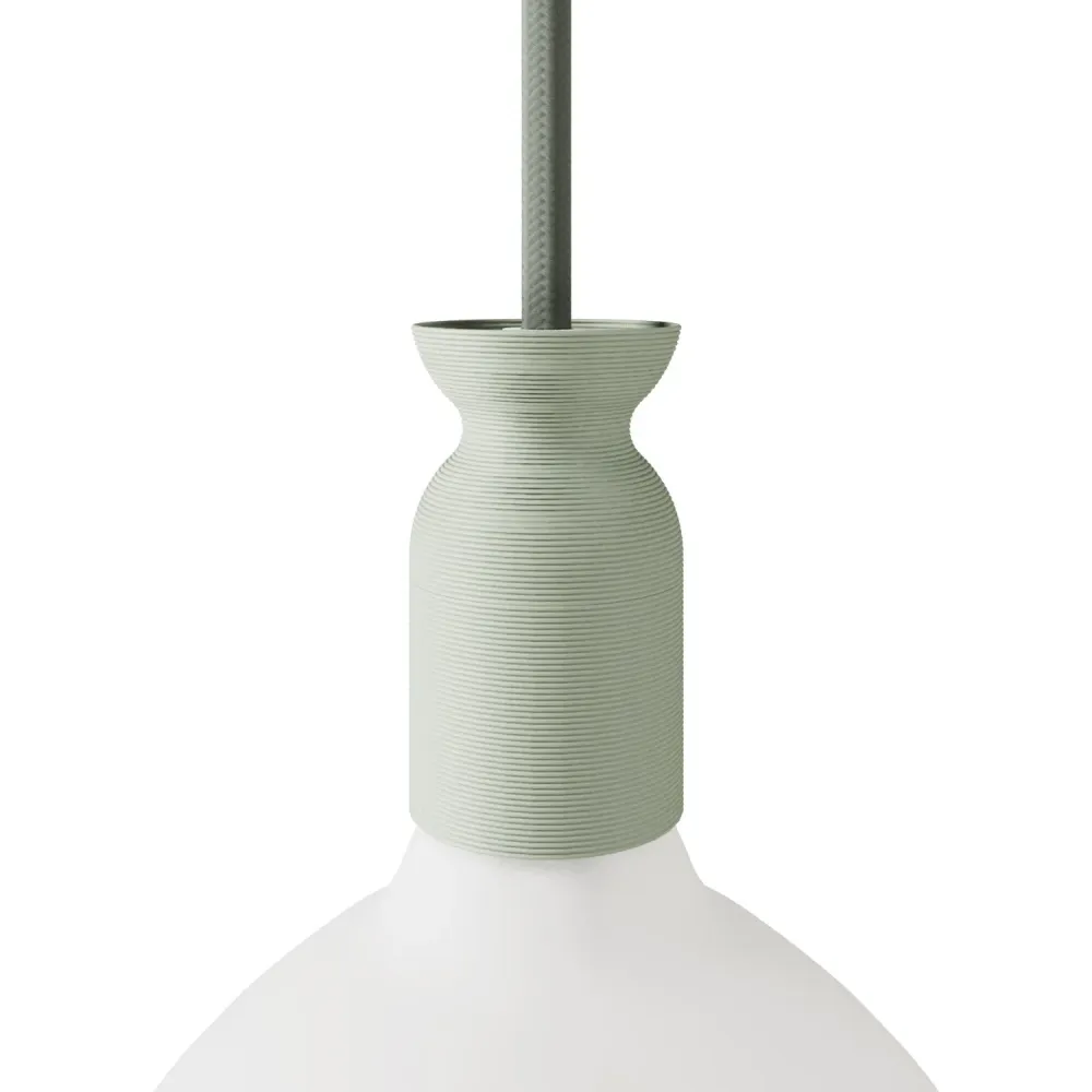 Kit de casquilho E26 em plástico reciclado obtido por impressão 3D - Verde sálvia