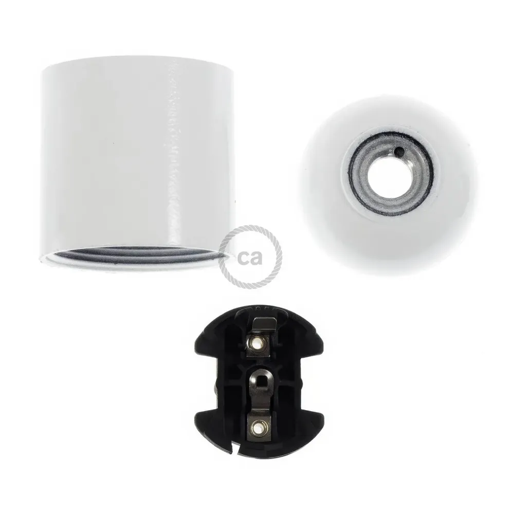 Kit de casquilho E27 em baquelite - Branco