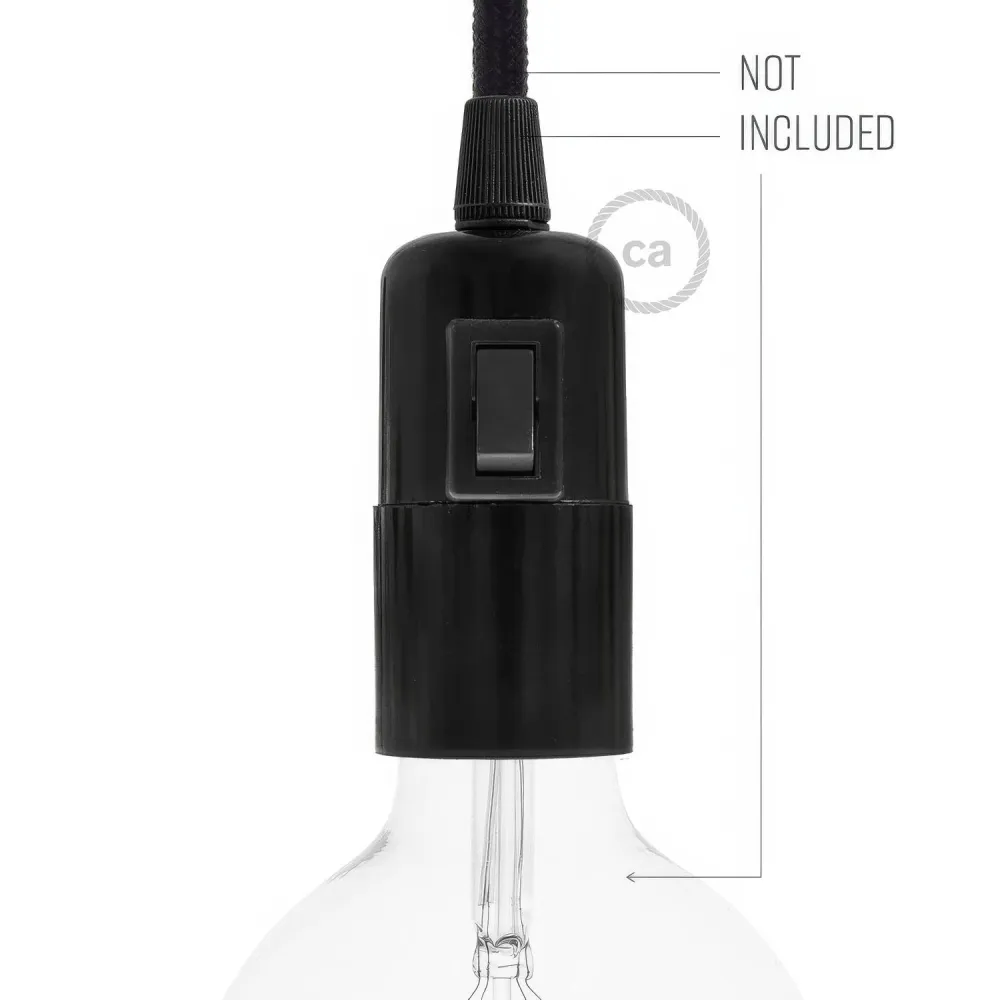 Kit casquilho E27 em baquelite com interruptor - Preto