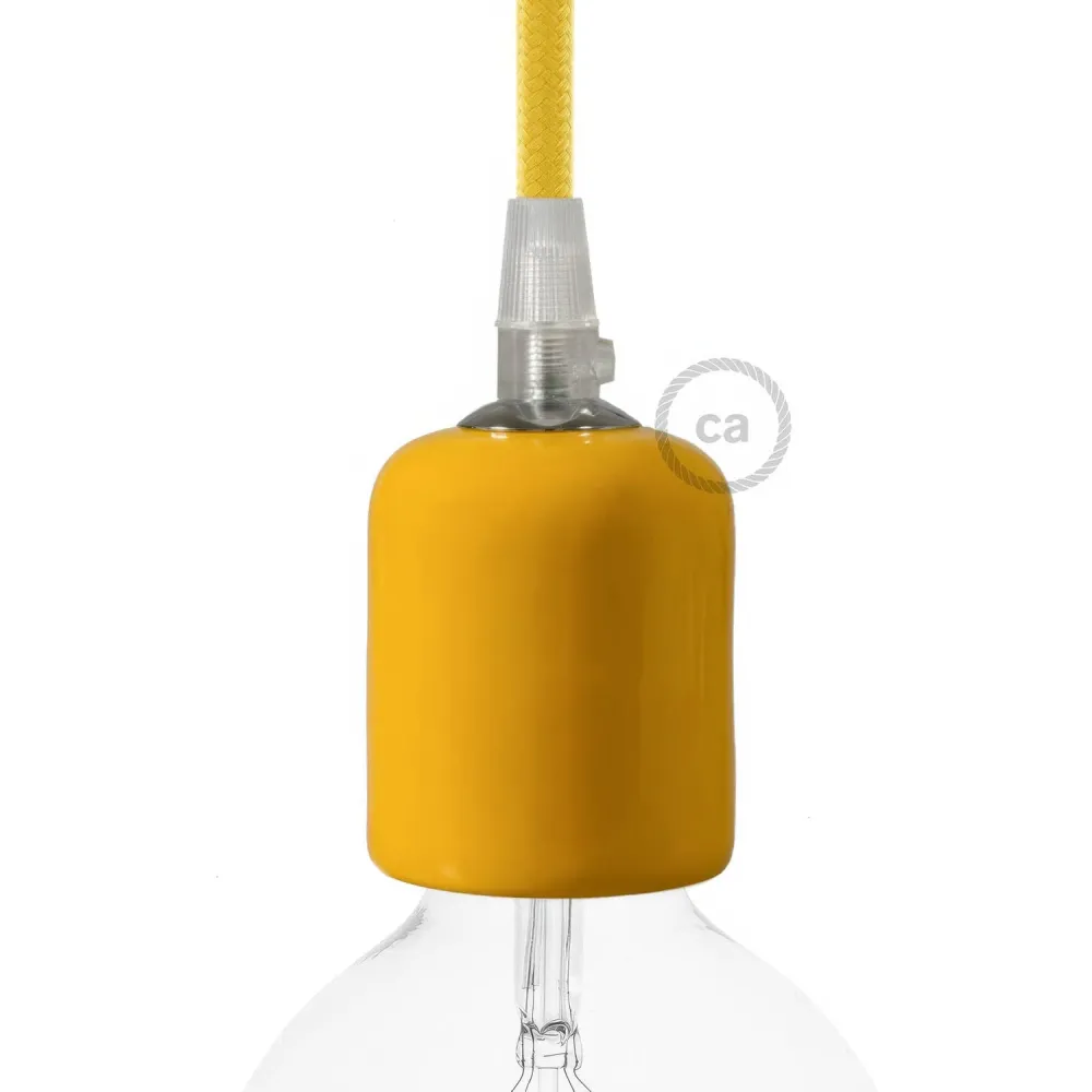 Kit casquilho E27 em cerâmica - Amarelo