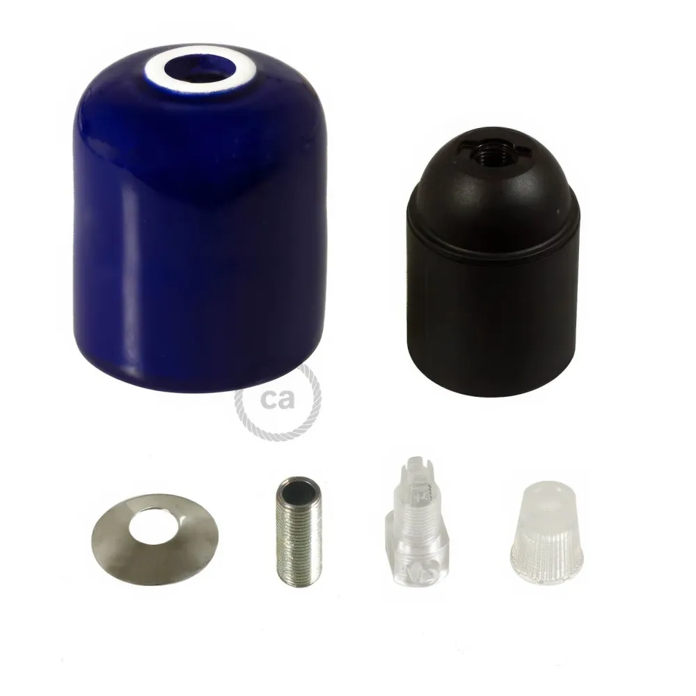 Kit casquilho E27 em cerâmica - Azul