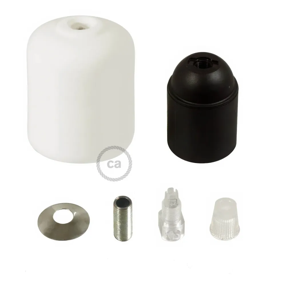 Kit de casquilho E27 em cerâmica - Branco
