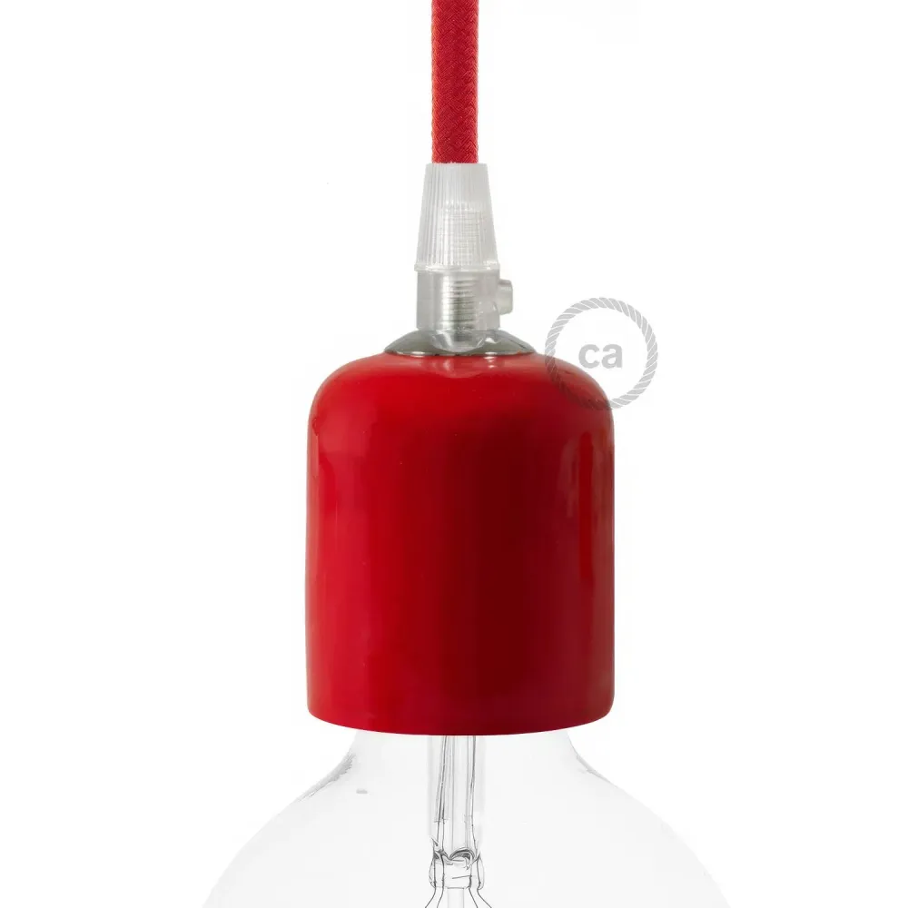 Kit casquilho E27 em cerâmica - Vermelho