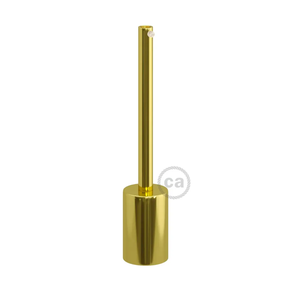 Kit casquilho E27 cilíndrico em metal com aperto de cabo de 15 cm - Latão