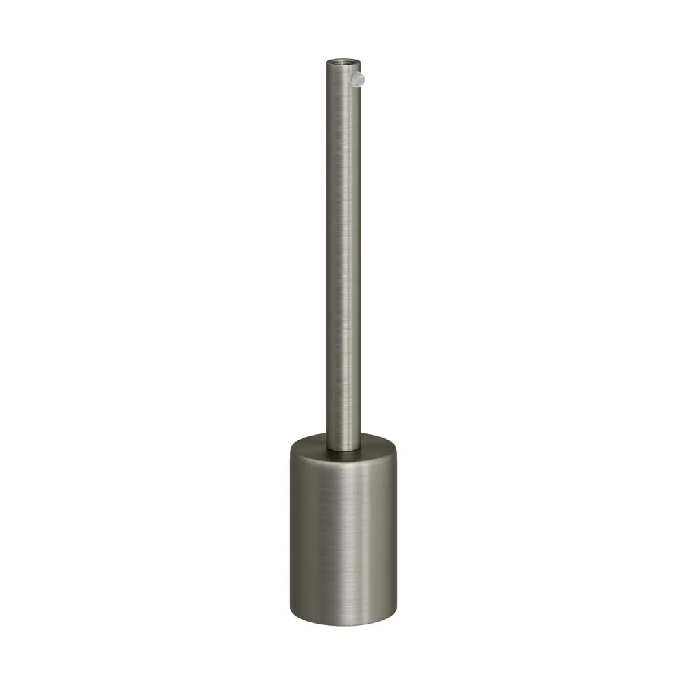 Kit casquilho E27 cilíndrico em metal com serre-cabo de 15 cm - Titânio acetinado