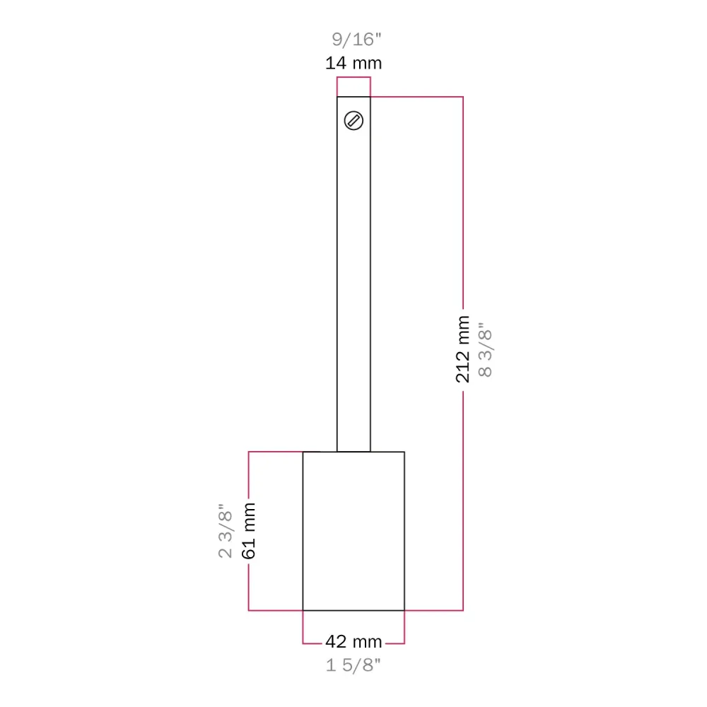 Kit casquilho E27 cilíndrico em metal com serre-cabo de 15 cm - Titânio acetinado