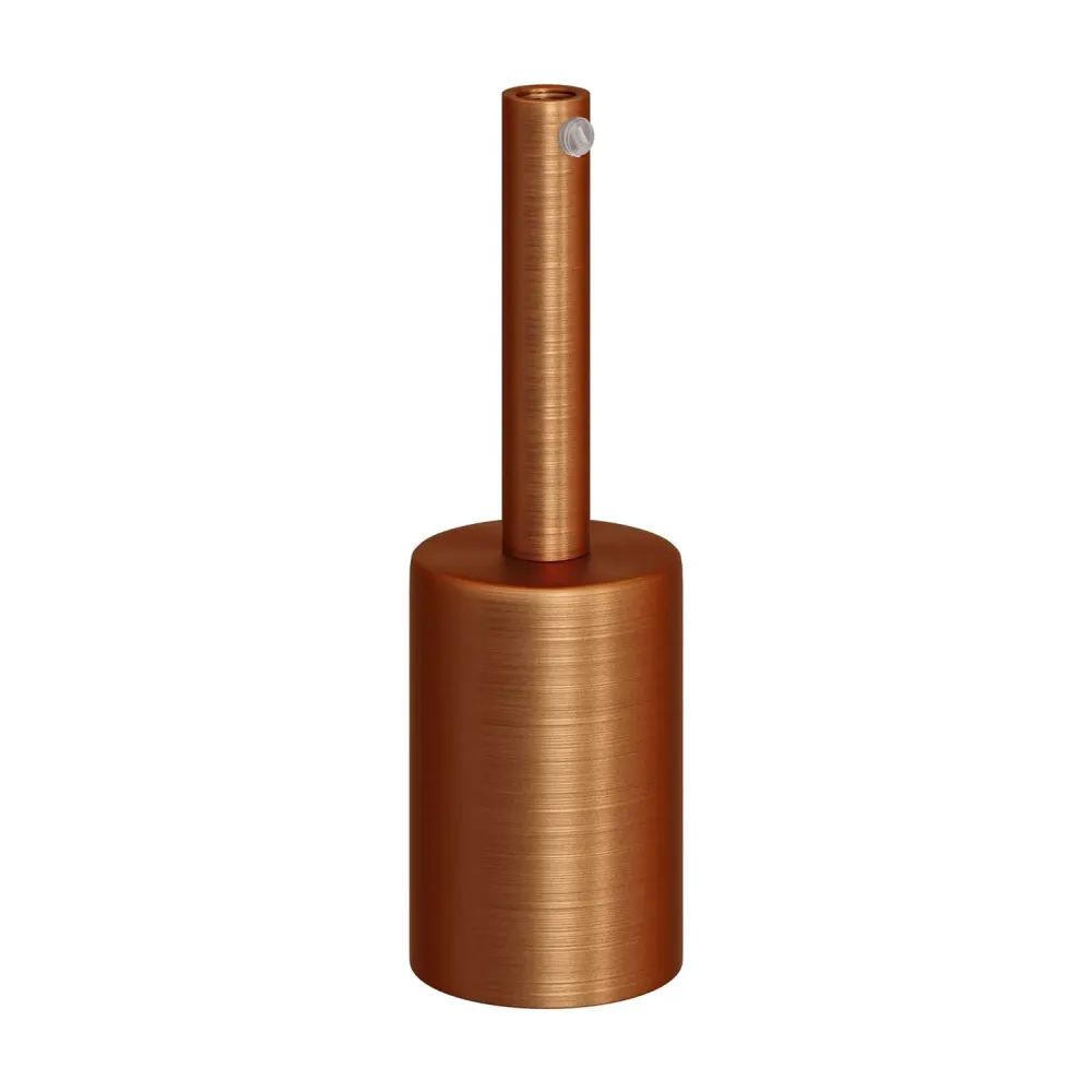 Kit casquilho E27 cilíndrico em metal com prensa-cabo de 7 cm - Cobre acetinado