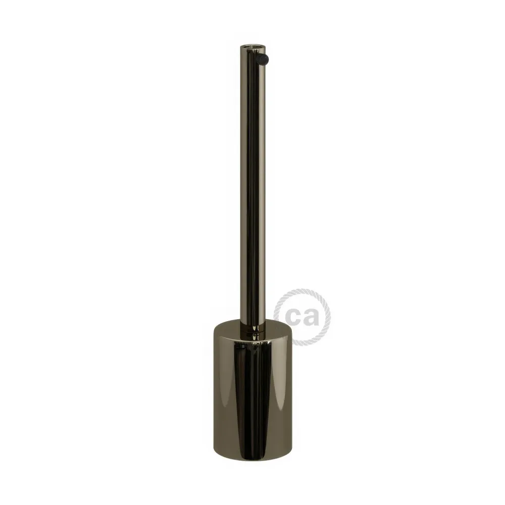Kit casquilho E27 cilíndrico em metal com aperta-cabo de 15 cm - Preto pérola