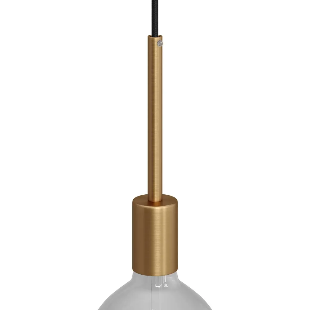 Kit casquilho E27 cilíndrico em metal com serre-cabo de 15 cm - Bronze acetinado