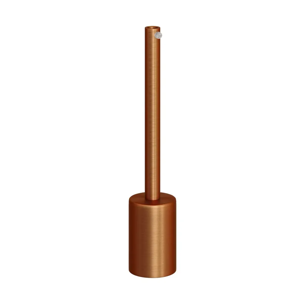 Kit de casquilho E27 cilíndrico em metal com aperto de cabo de 15 cm - Cobre acetinado