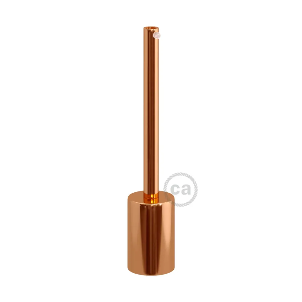 Kit casquilho E27 cilíndrico em metal com prensa-cabos de 15 cm - Cobre