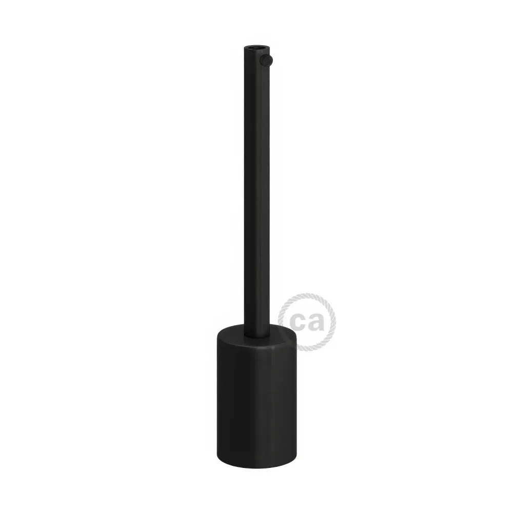 Kit casquilho E27 cilíndrico em metal com serracabo de 15 cm - Preto