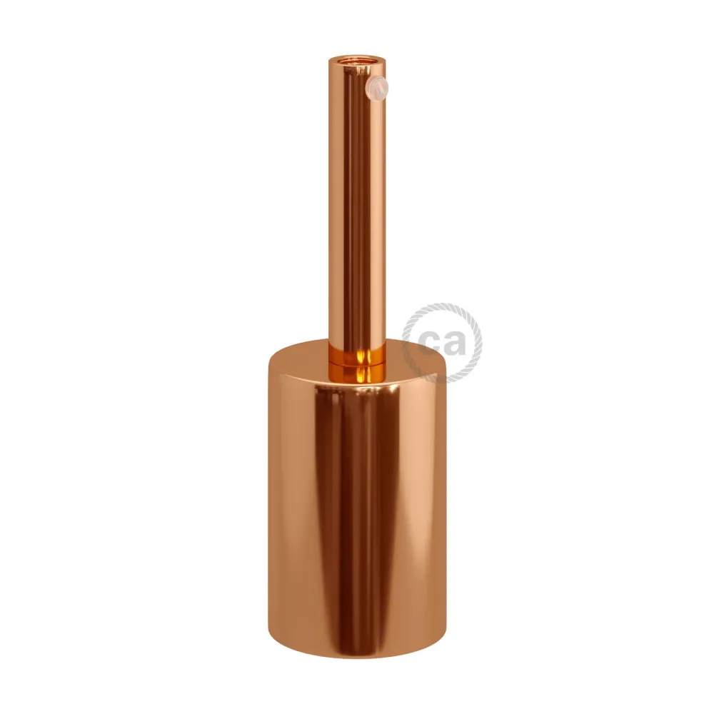Kit casquilho E27 cilíndrico em metal com passa-cabo de 7 cm - Cobre