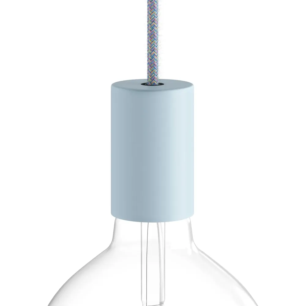 Kit casquilho E27 Pastel em metal com aperto de cabo oculto - Azul papel de çúcar