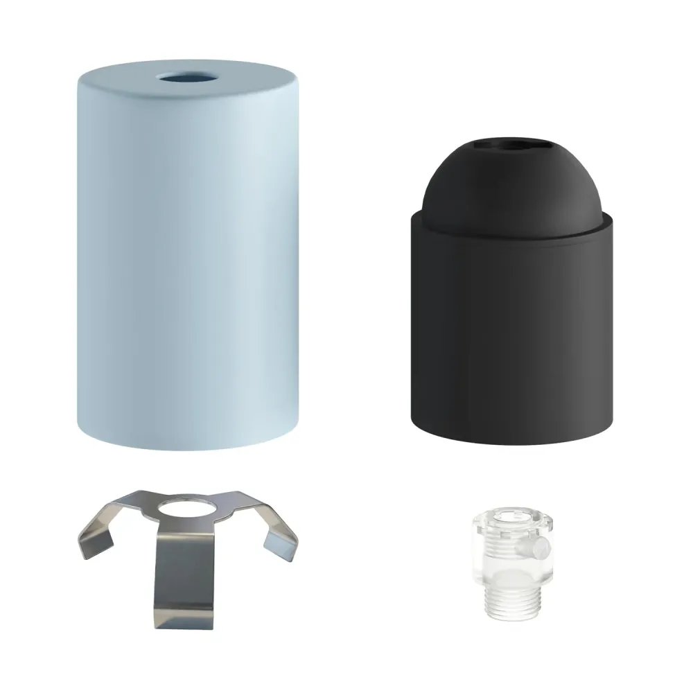 Kit casquilho E27 Pastel em metal com aperto de cabo oculto - Azul papel de çúcar