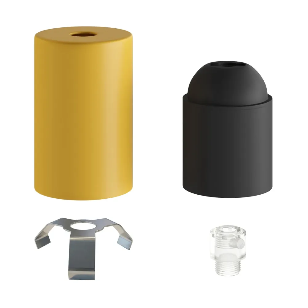 Kit casquilho E27 Pastel em metal com passa-cabo oculto - Mostarda