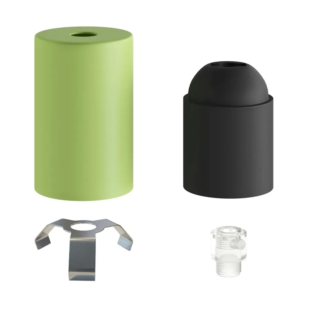 Kit casquilho E27 Pastel em metal com passa-cabo oculto - Verde relva