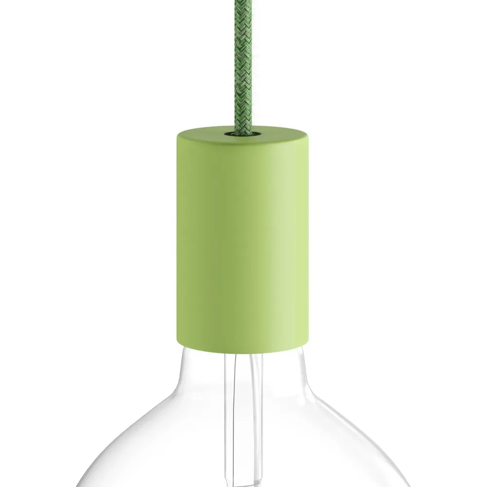 Kit casquilho E27 Pastel em metal com passa-cabo oculto - Verde relva