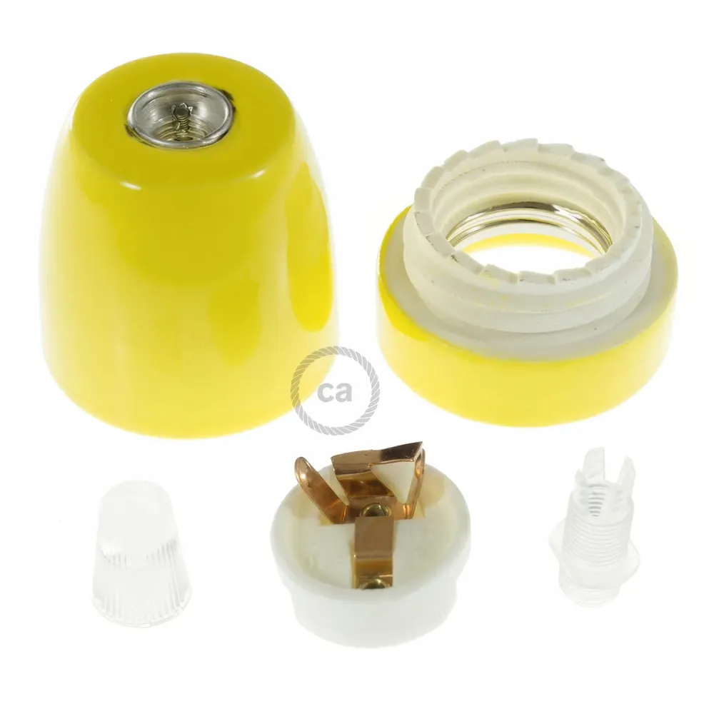 Kit casquilho E27 em porcelana - Amarelo