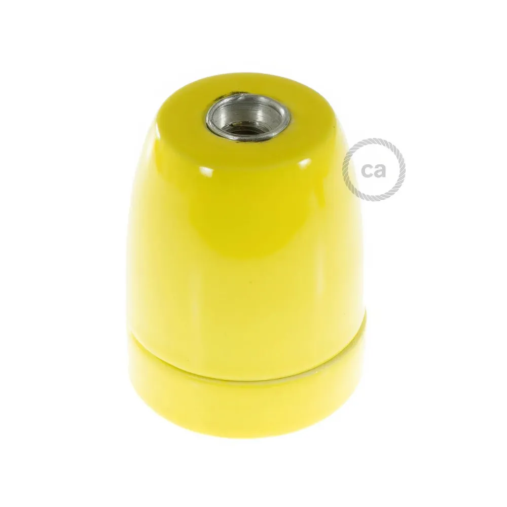 Kit casquilho E27 em porcelana - Amarelo
