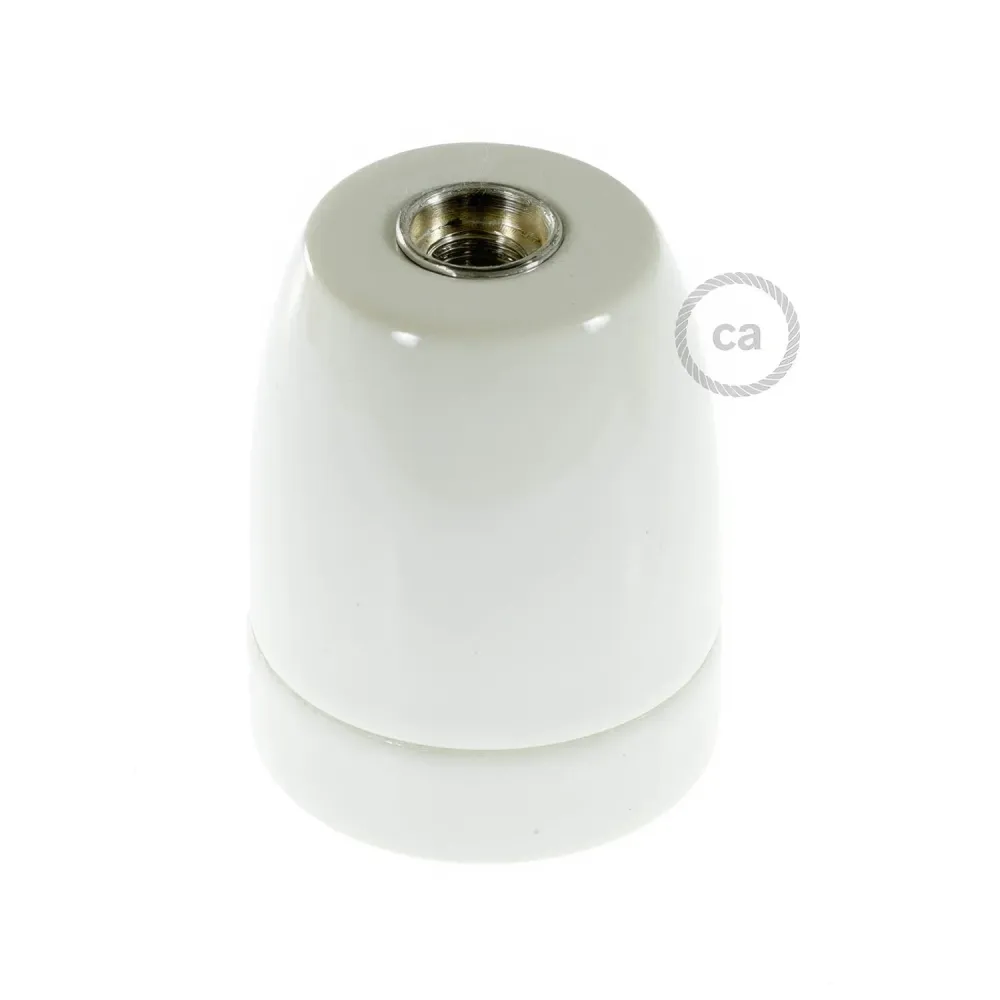 Kit casquilho E27 em porcelana - Branco