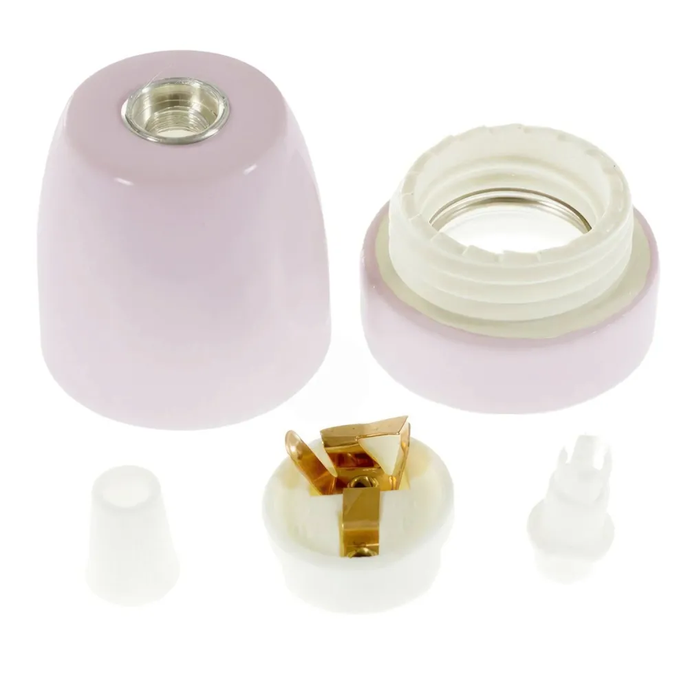Kit casquilho E27 em porcelana - Rosa antigo