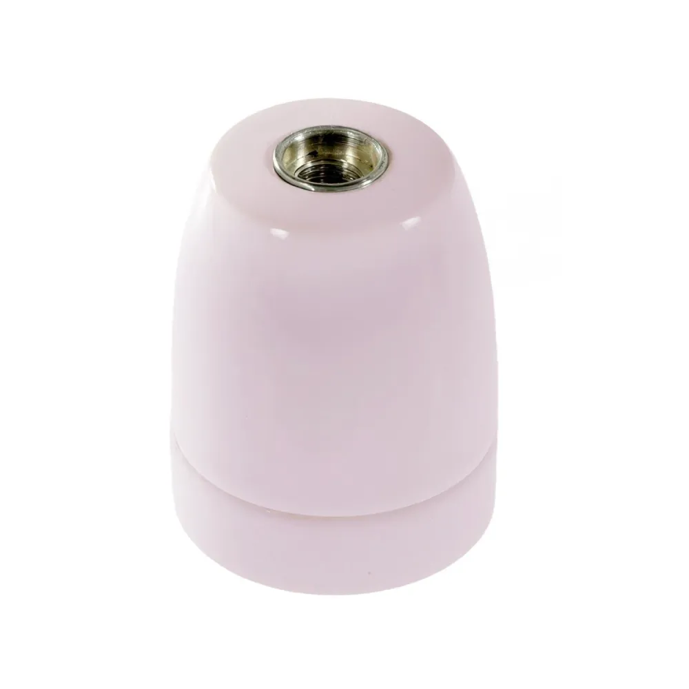 Kit casquilho E27 em porcelana - Rosa antigo