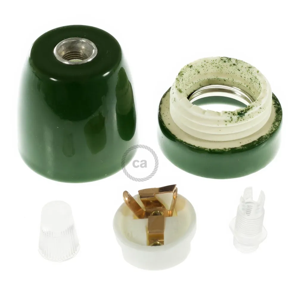 Kit casquilho E27 em porcelana - Verde