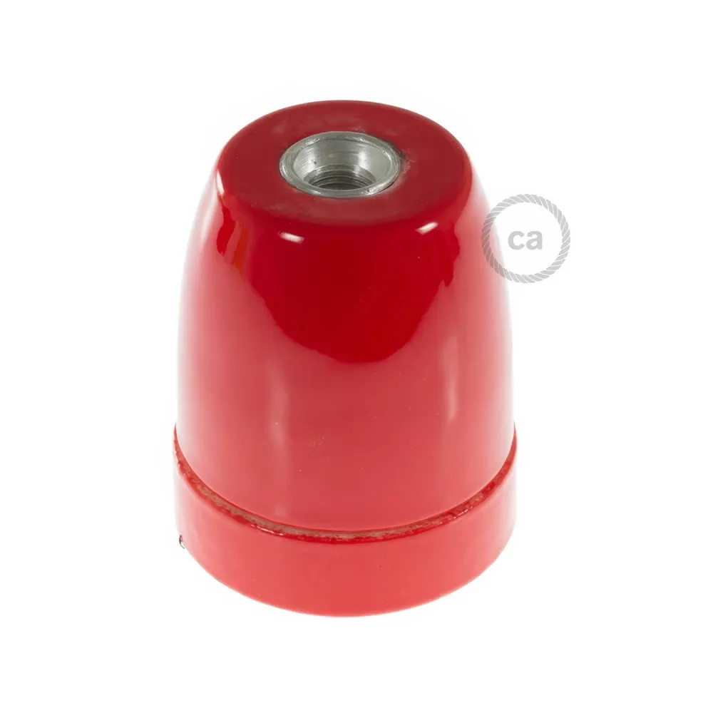 Kit casquilho E27 em porcelana - Vermelho