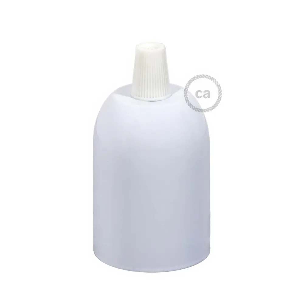 Kit casquilho E27 semiesférico em metal - Branco brilhante
