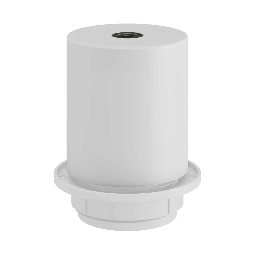 Kit casquilho E27 semifiletado em metal com aperta-cabo oculto - Branco mate