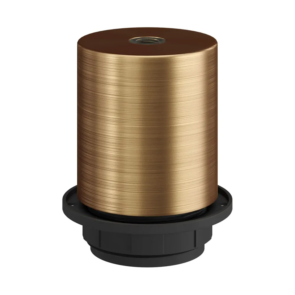 Kit casquilho E27 semifiletado em metal com passa-cabo oculto - Bronze escovado
