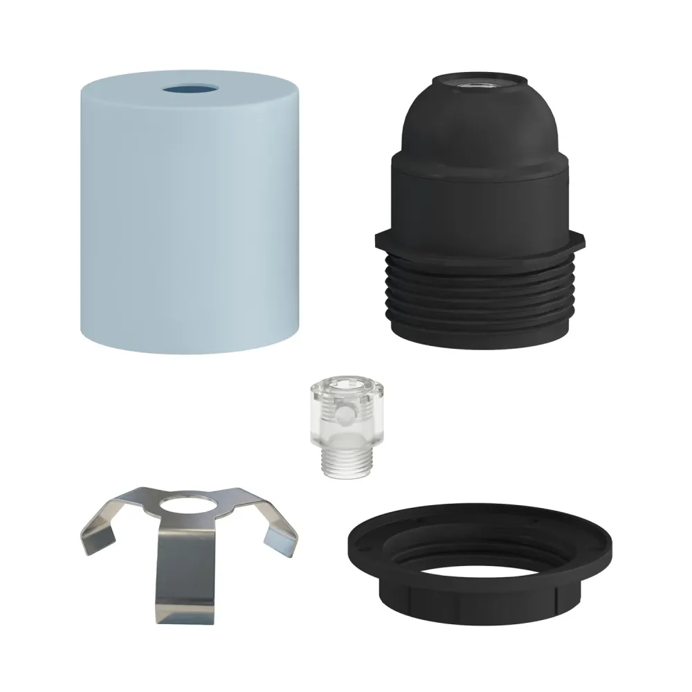 Kit de casquilho E27 semi-rosqueado em metal com prensa-cabos oculto - Azul papel de çúcar