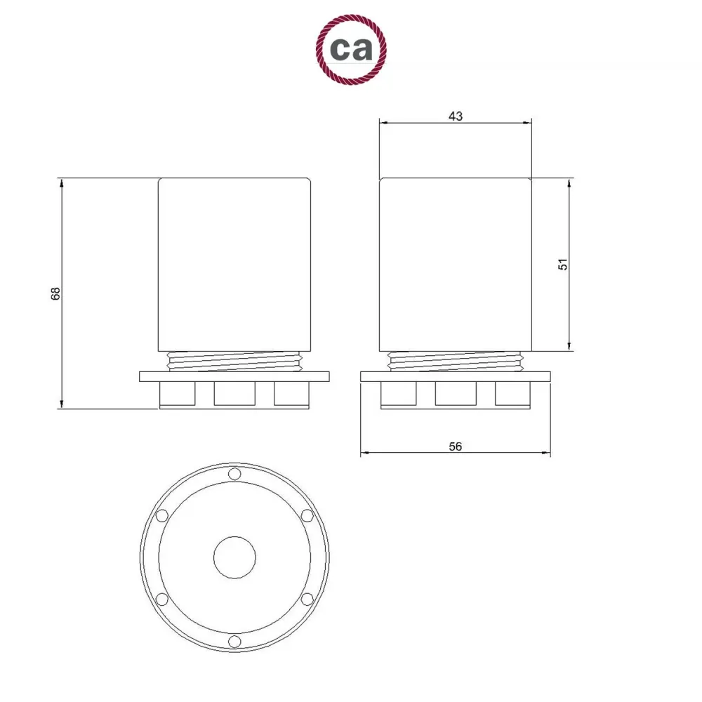 Kit casquilho E27 semi-rosqueado em metal com prensa-cabo oculto - Mostarda