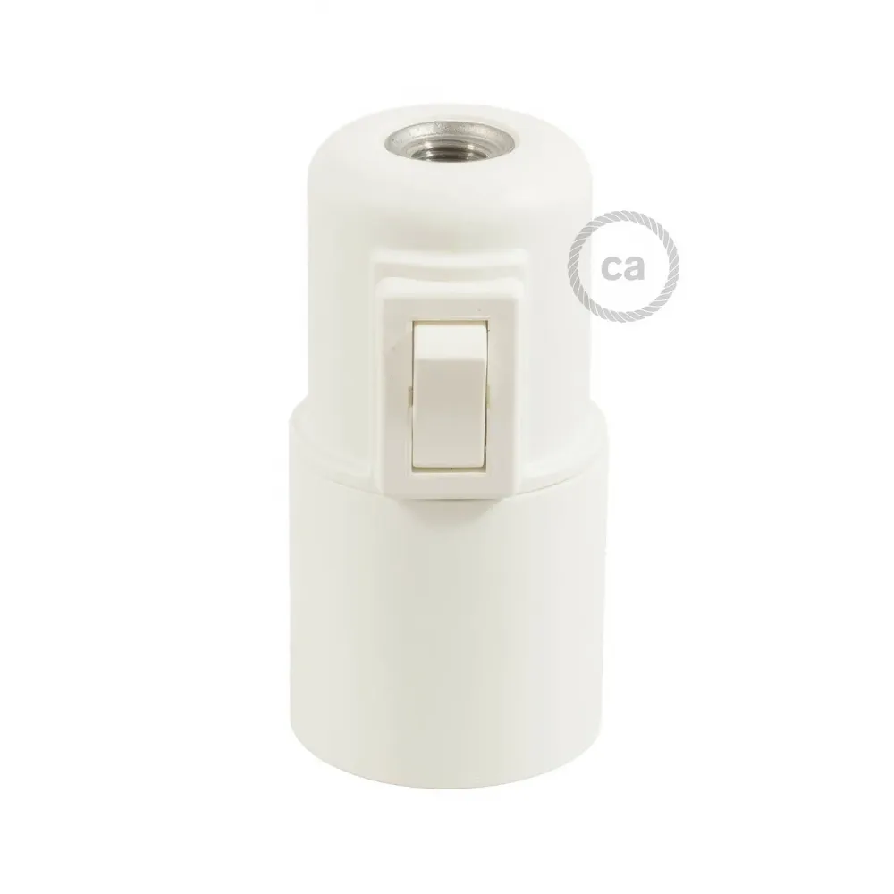 Kit de casquilho E27 em termoplástico com interruptor - Branco