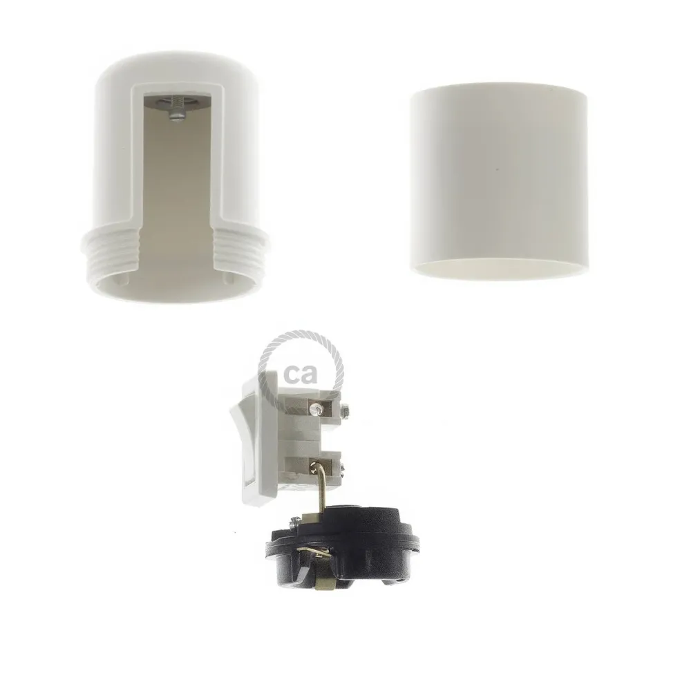 Kit de casquilho E27 em termoplástico com interruptor - Branco