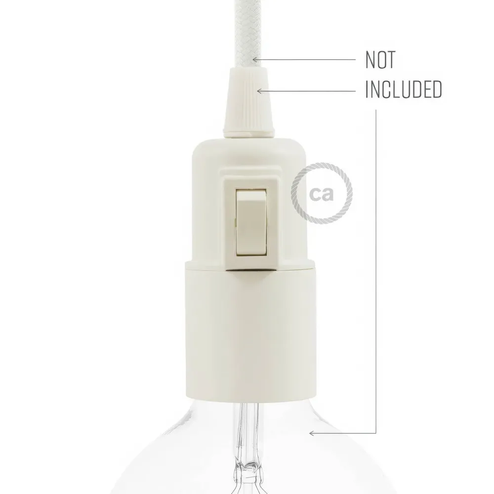 Kit de casquilho E27 em termoplástico com interruptor - Branco