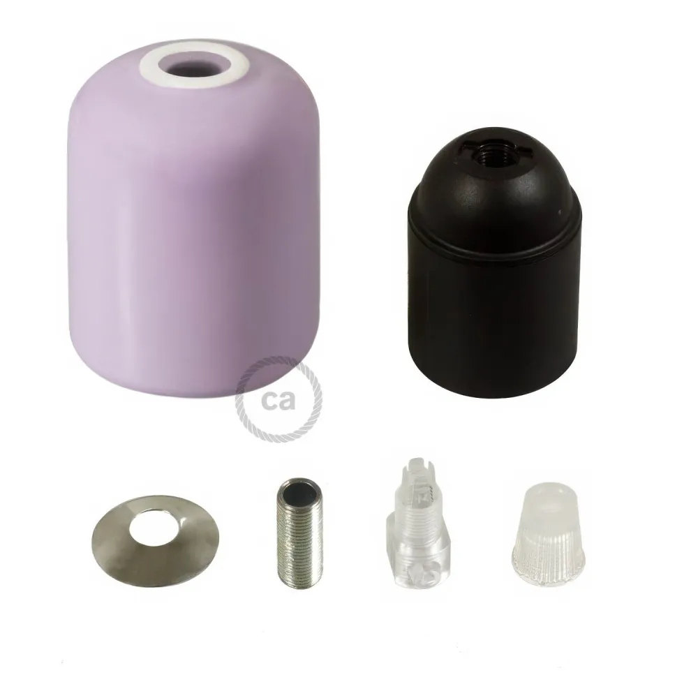 Kit de casquilho para lâmpada E26 em cerâmica artesanal - Lilás
