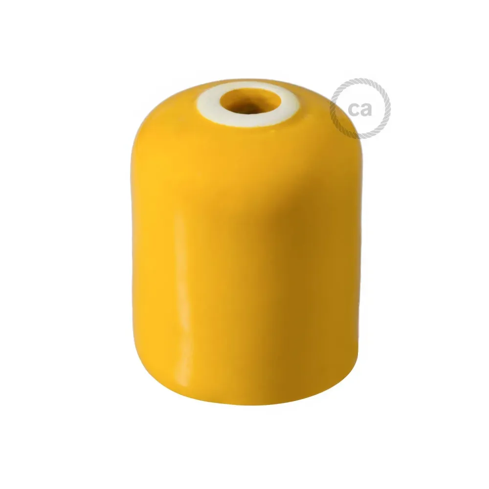 Kit de casquilho para lâmpada E26 em cerâmica artesanal - Amarelo
