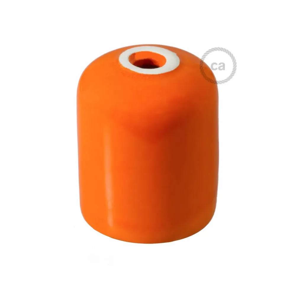 Kit de casquilho para lâmpada E26 em cerâmica artesanal - Laranja