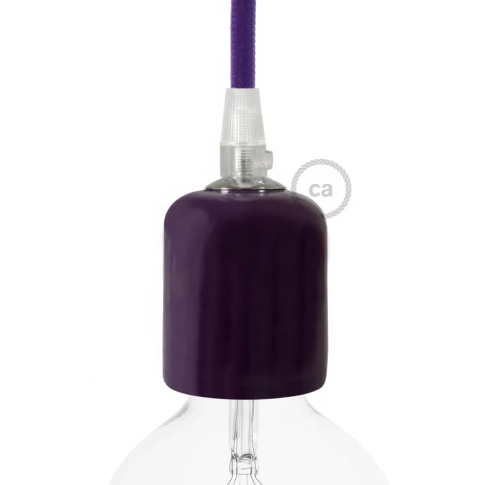 Kit de casquilho para lâmpada E26 em cerâmica artesanal - Roxo