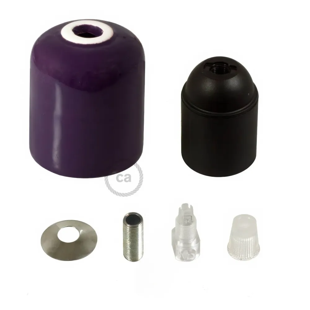 Kit de casquilho para lâmpada E26 em cerâmica artesanal - Roxo