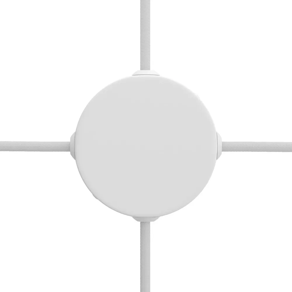 Kit Mini base de teto cilíndrica em metal com 4 furos laterais (caixa de derivação) - Branco mate