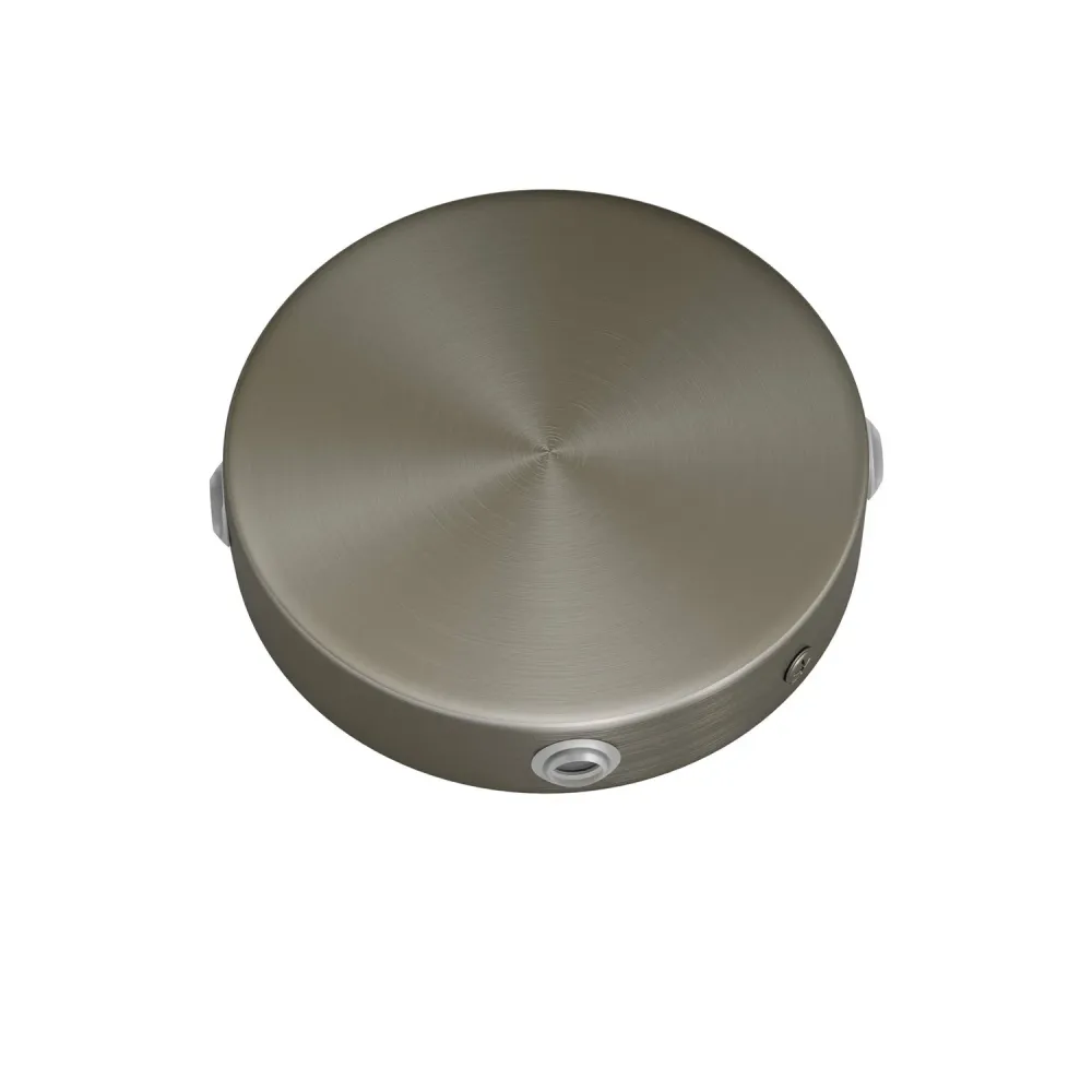 Kit Mini base de teto cilíndrica em metal com 4 furos laterais (caixa de derivação) - Titânio acetinado
