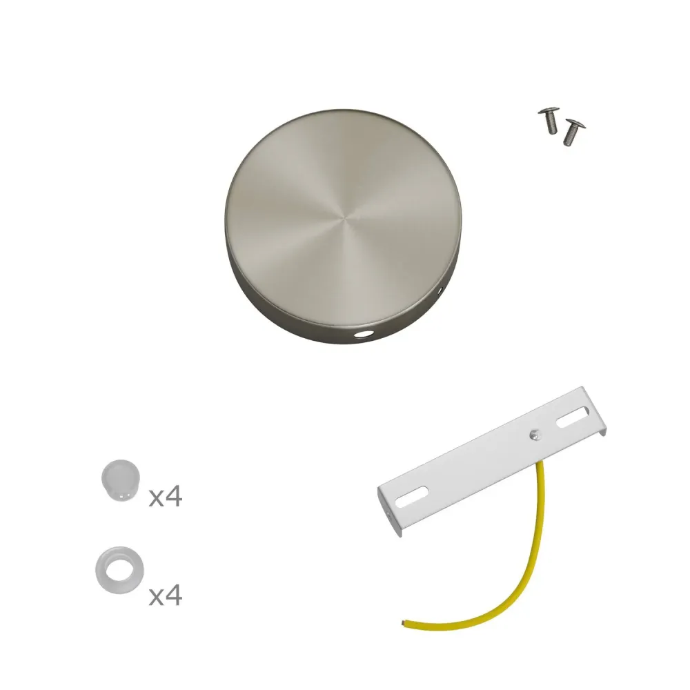 Kit Mini base de teto cilíndrica em metal com 4 furos laterais (caixa de derivação) - Titânio acetinado