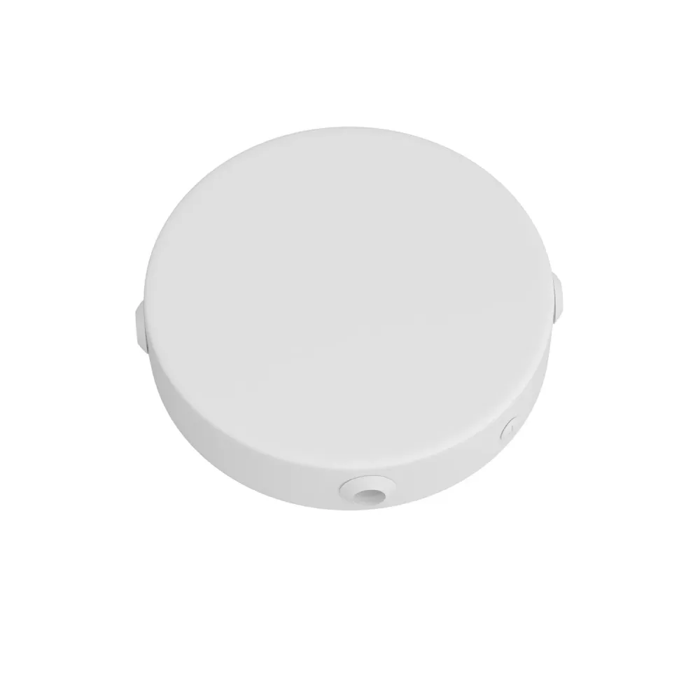 Kit Mini base de teto cilíndrica em metal com 4 furos laterais (caixa de derivação) - Branco mate