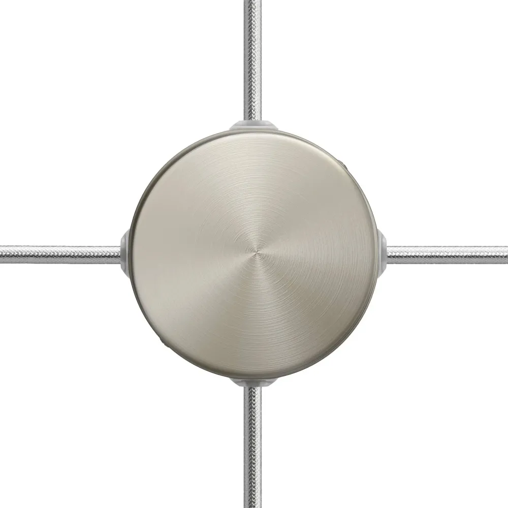 Kit Mini base de teto cilíndrica em metal com 4 furos laterais (caixa de derivação) - Titânio acetinado