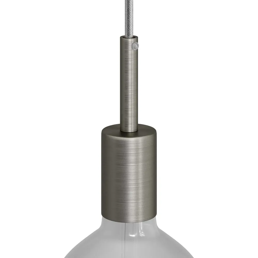 Kit de soquete cilíndrico UL E26 em metal com prensa-cabo de 7 cm - Titânio escovado