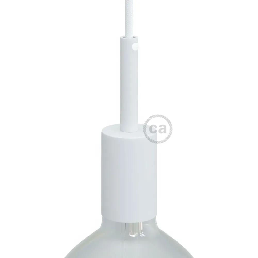 Kit de soquete cilíndrico metálico UL E26 com prensa‑cabo de 7 cm – Branco fosco