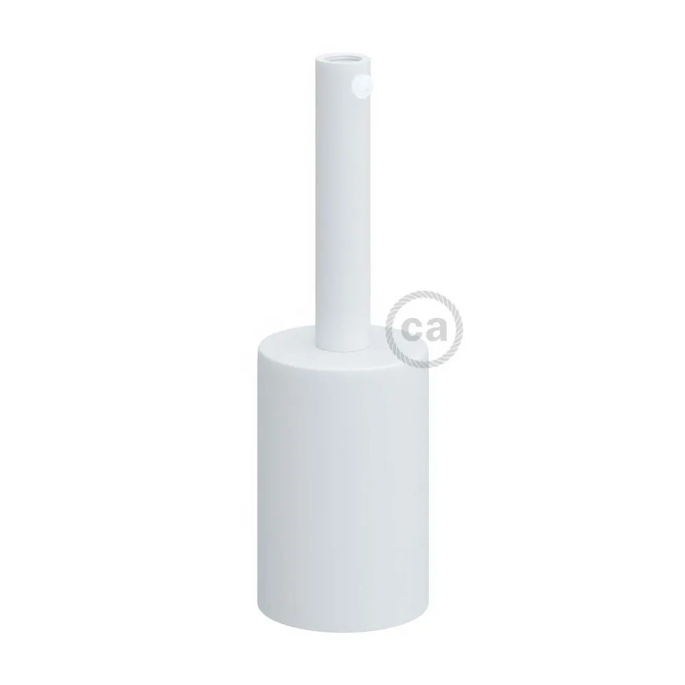 Kit de soquete cilíndrico metálico UL E26 com prensa‑cabo de 7 cm – Branco fosco